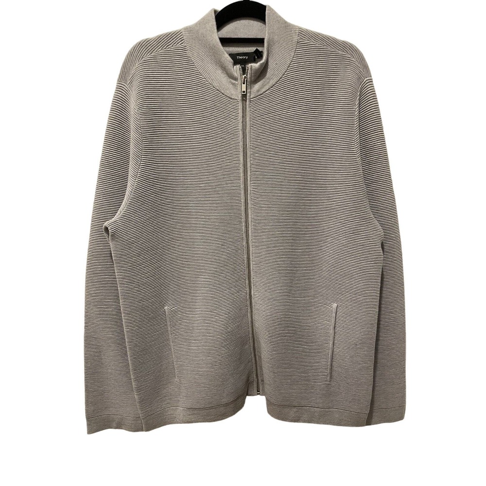 Theory Womens Gray Mock Neck Full Zip Long Sleeve Sweater Size 2XL